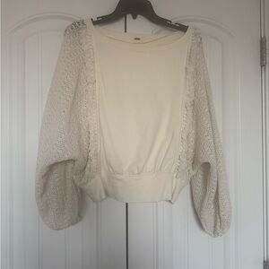 Free People Cream Knit Sweater oversized sweater blouse off white S\M
